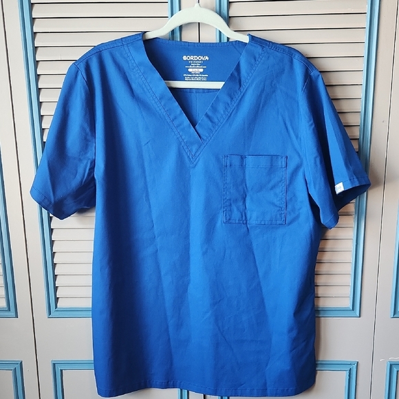 Bordova Unisex Blue Scrub Top - Picture 1 of 10